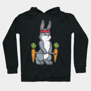 Rabbit with Carrots at Bodybuilding with Dumbbells Hoodie